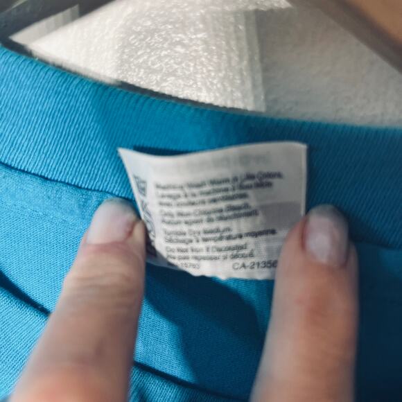 Hanes VTG 90s T Shirt Fifty Fifty Teal Floral  1991 Southern Silk Screen L - Picture 6 of 6